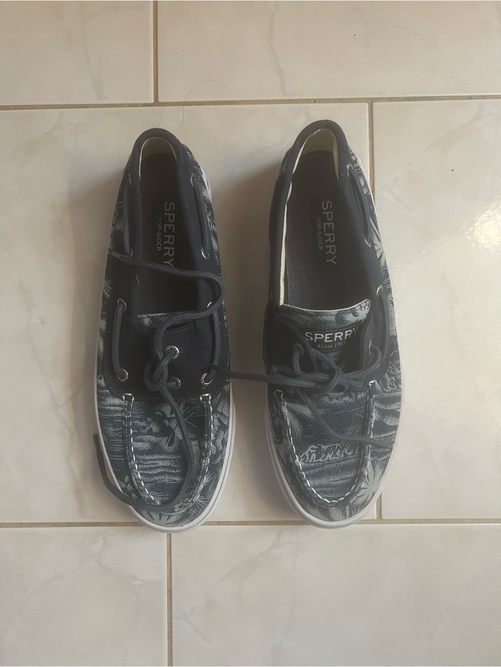 Sperry Top-Sider Men’s Navy Patterned Canvas Boat Shoes